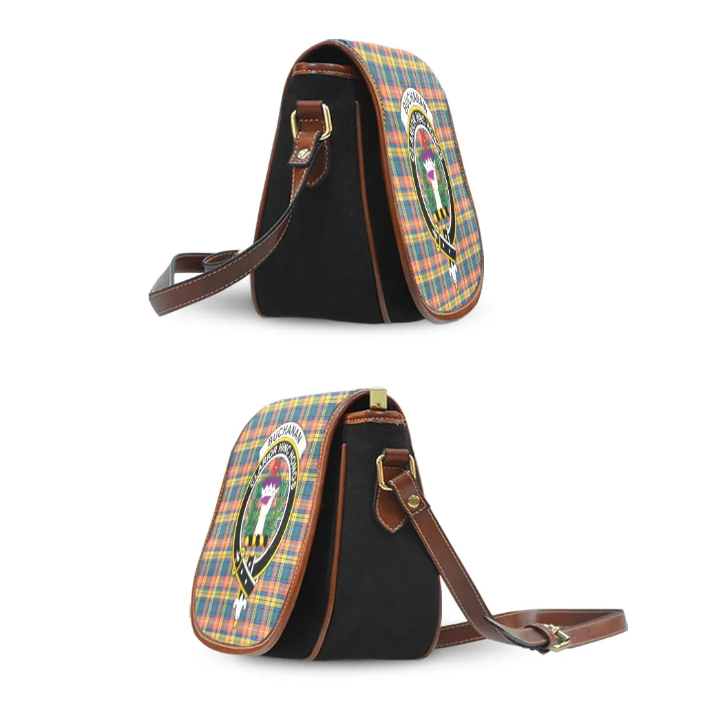 Buchanan Ancient Tartan Saddle Bag with Family Crest