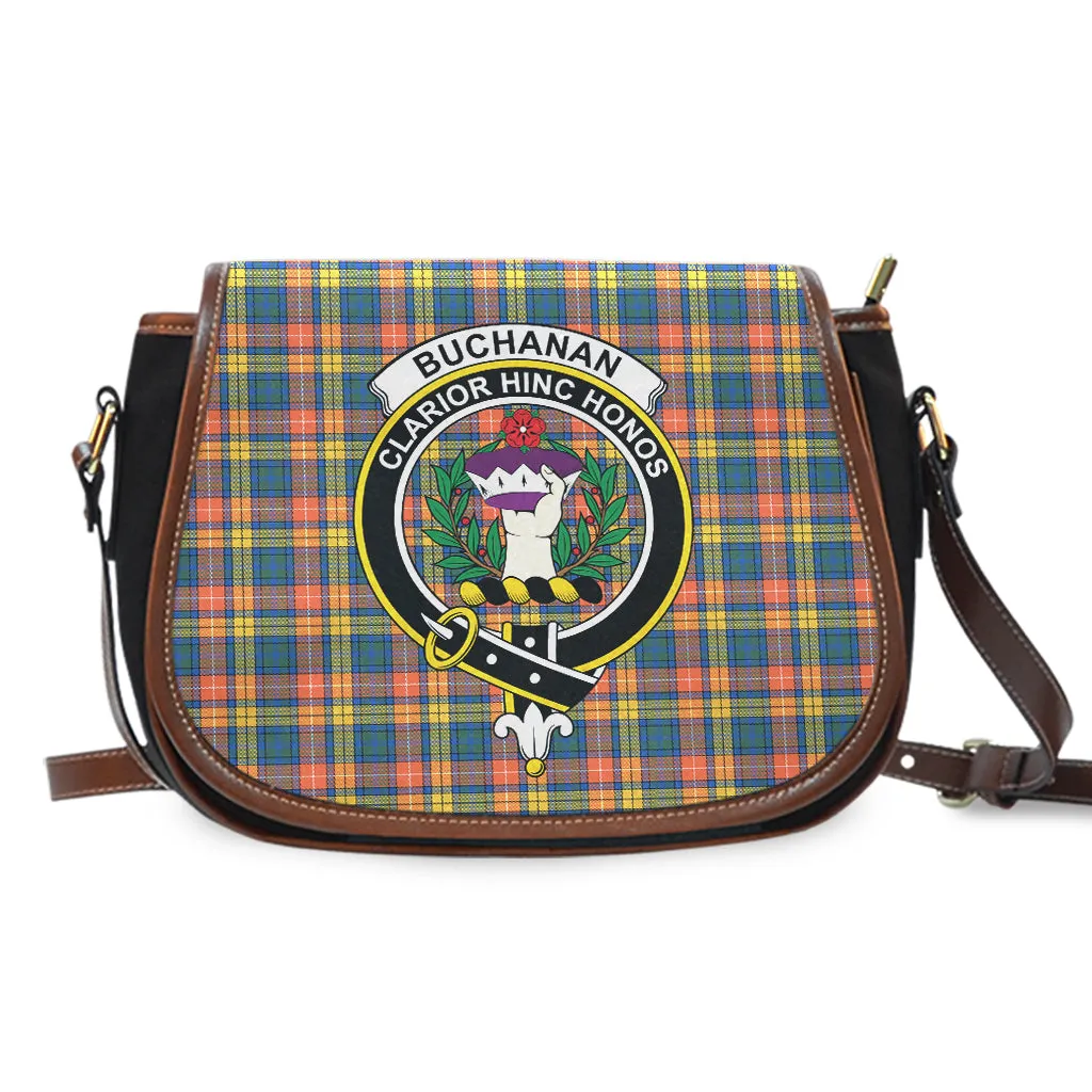Buchanan Ancient Tartan Saddle Bag with Family Crest