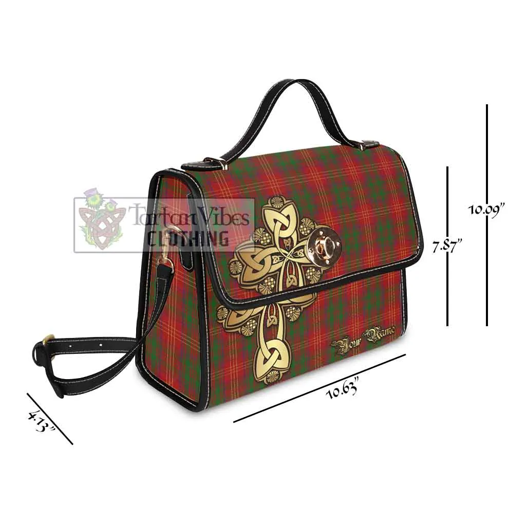 Burns Tartan Waterproof Canvas Bag Golden Thistle Celtic Cross Style