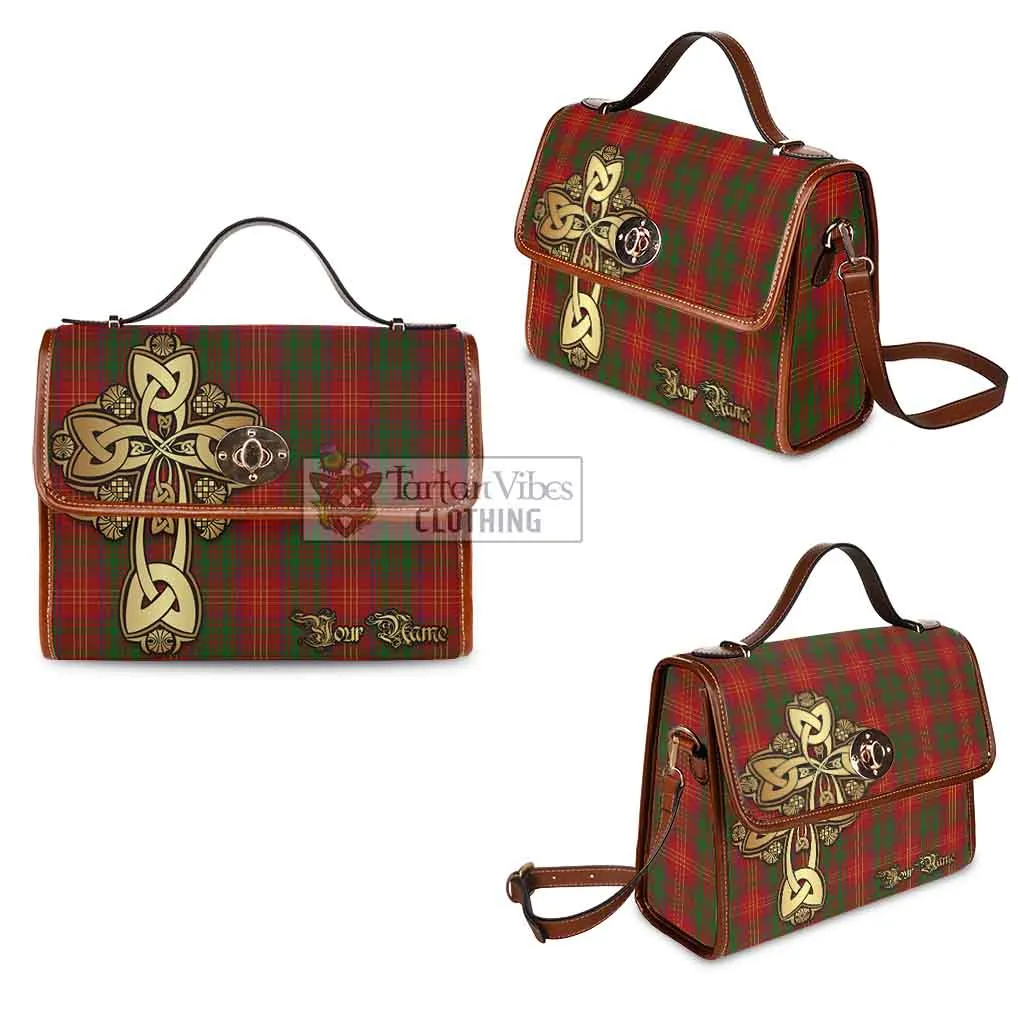 Burns Tartan Waterproof Canvas Bag Golden Thistle Celtic Cross Style