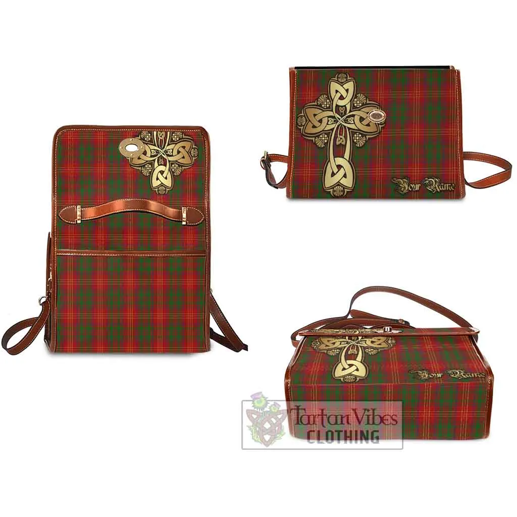 Burns Tartan Waterproof Canvas Bag Golden Thistle Celtic Cross Style