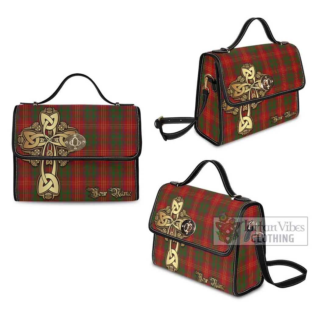 Burns Tartan Waterproof Canvas Bag Golden Thistle Celtic Cross Style