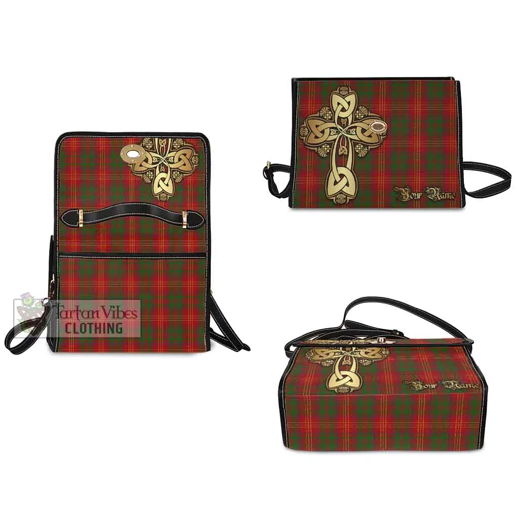 Burns Tartan Waterproof Canvas Bag Golden Thistle Celtic Cross Style