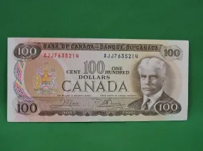Canadian Bank Notes - ENZ - 1975 - $100 - AJJ7635214