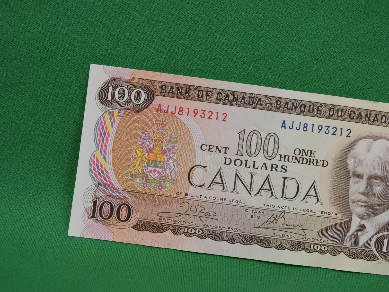 Canadian Bank Notes - ENZ - 1975 - $100 - AJJ8193212