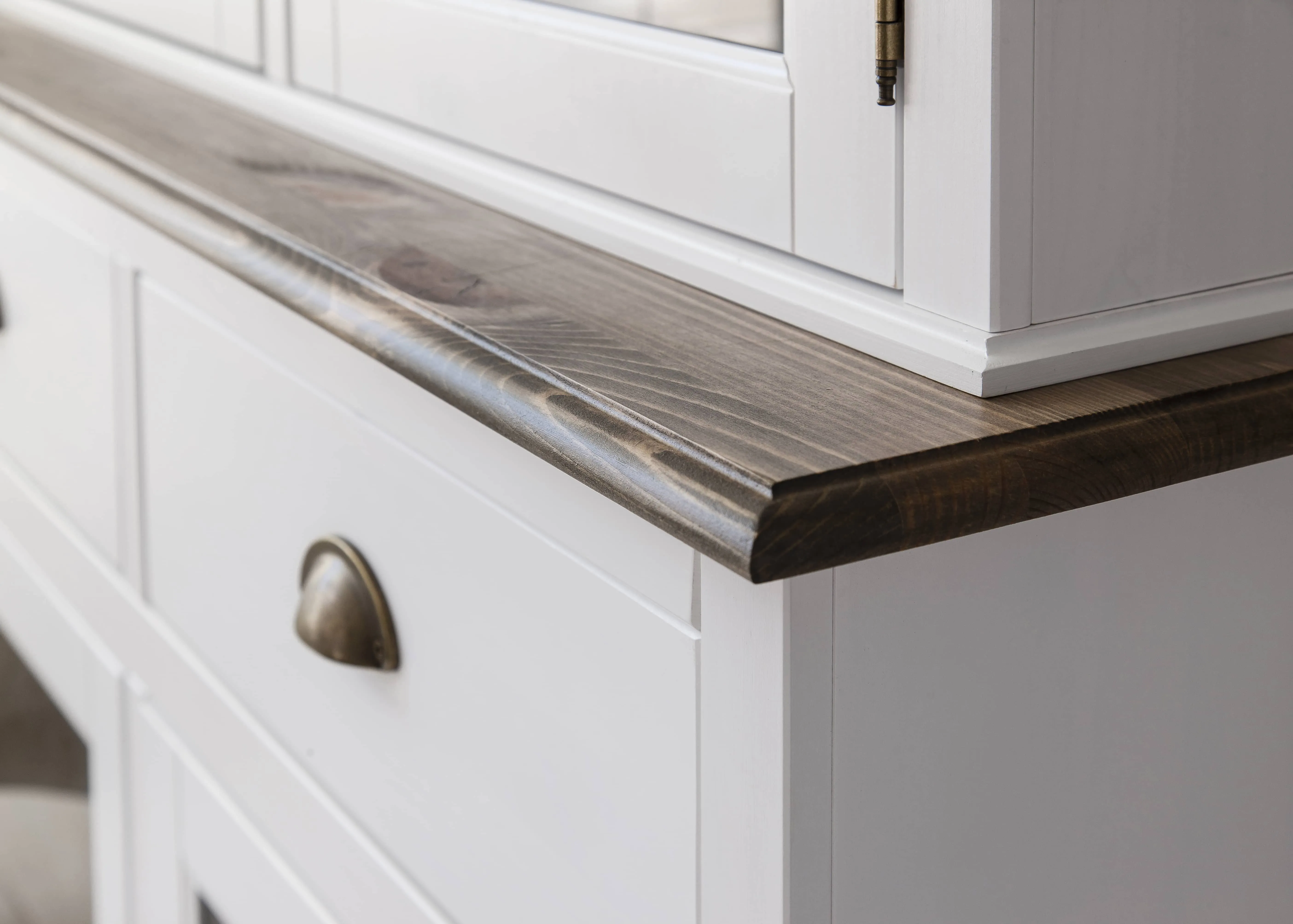 Canterbury Sideboard with Solid Doors in White and Dark Pine