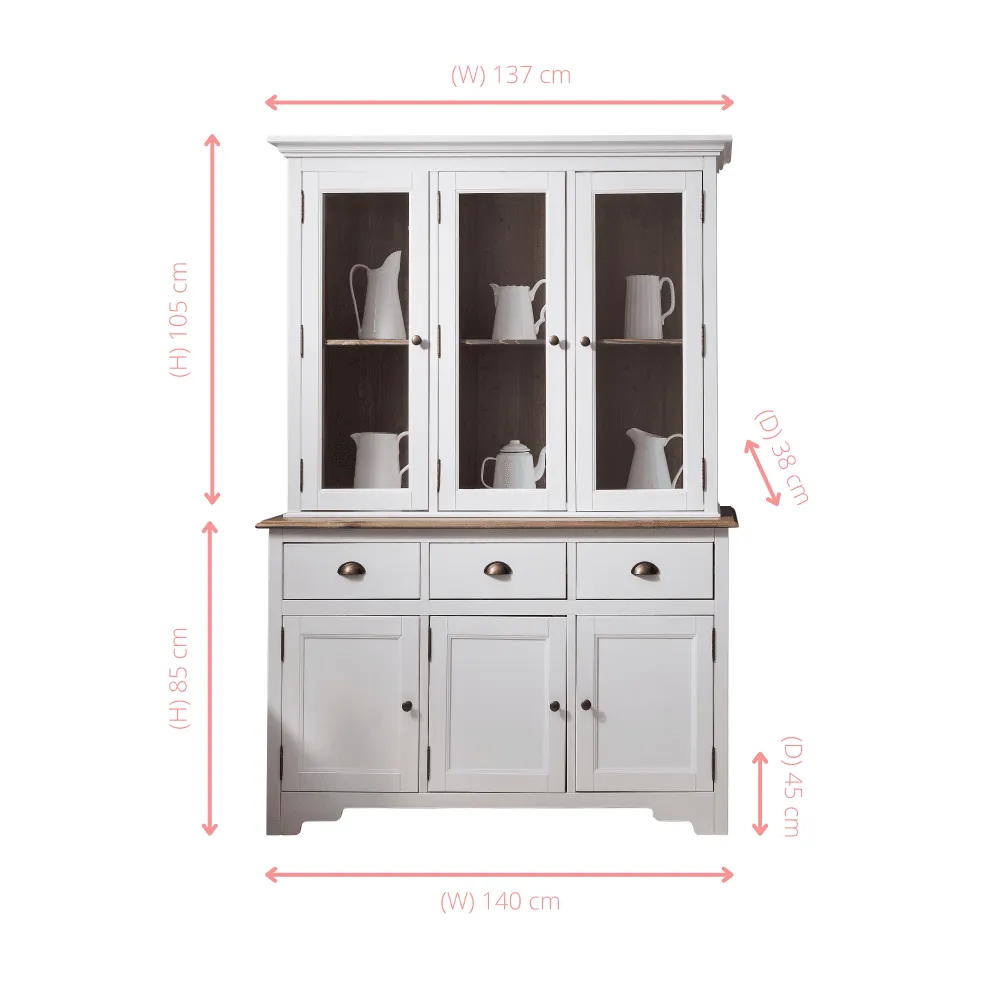 Canterbury Sideboard with Solid Doors in White and Dark Pine