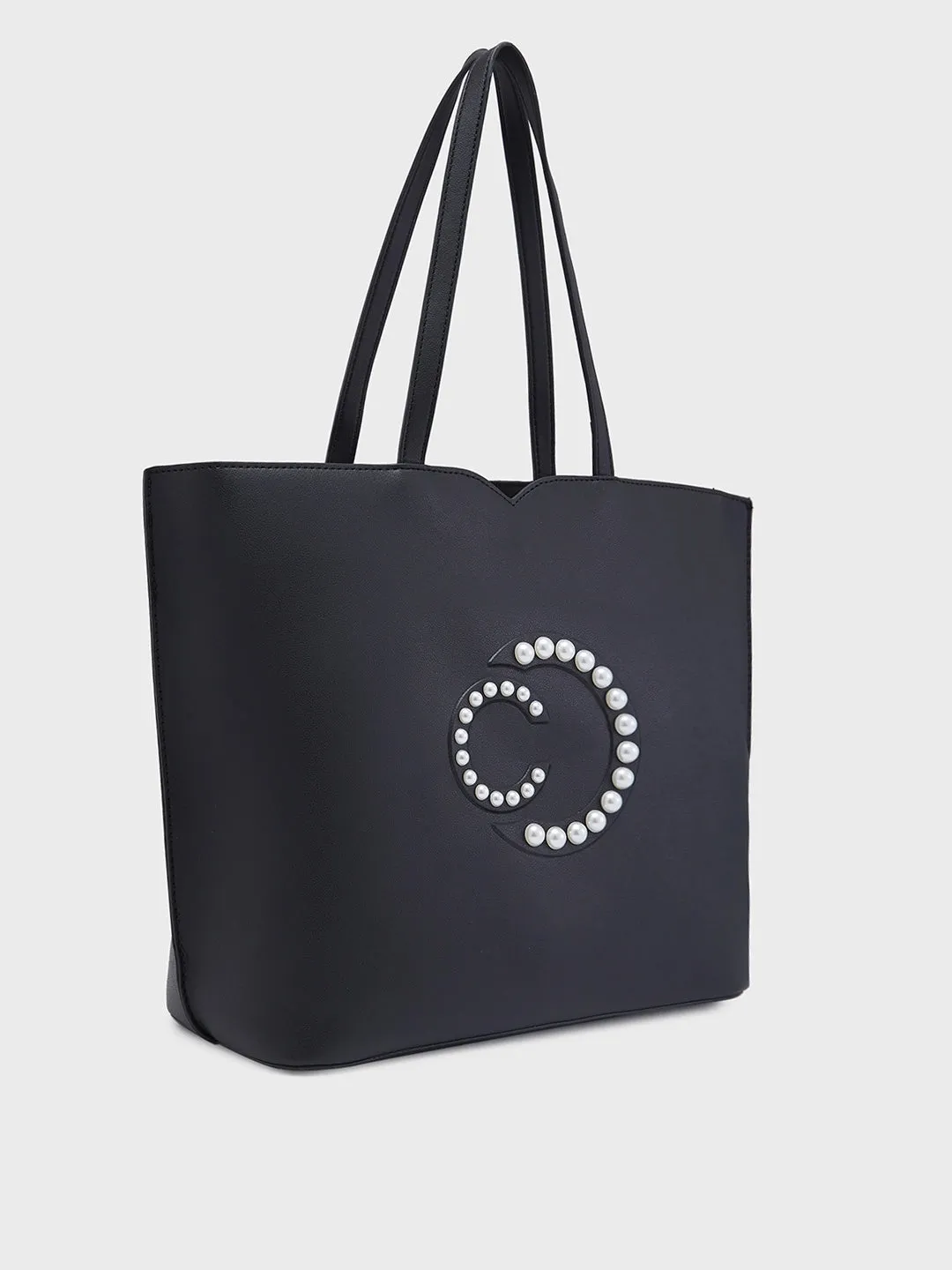 Caprese Pink Cloud Tote Medium Solid Women'S Office Handbag Black