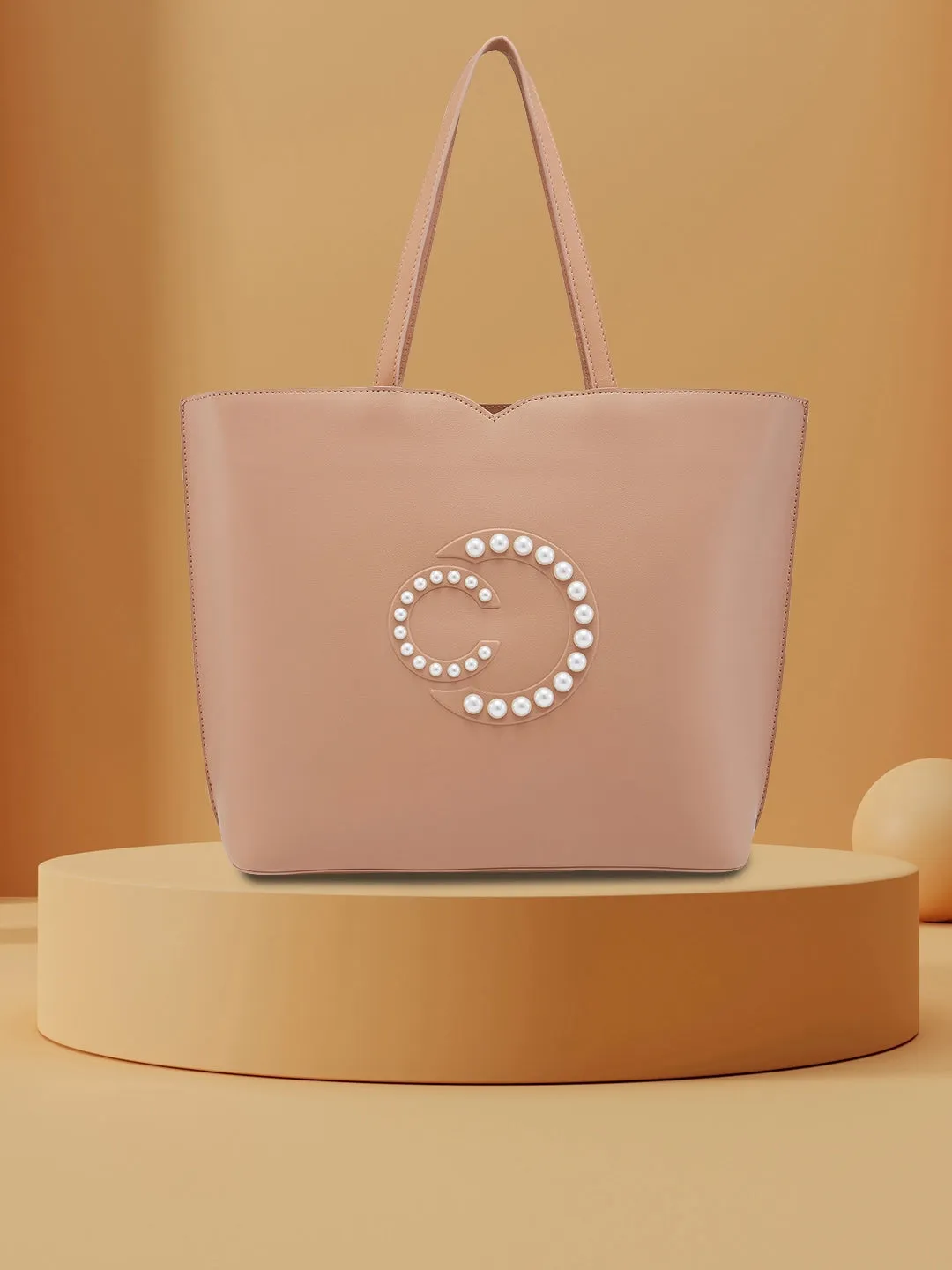 Caprese Pink Cloud Tote Medium Solid Women'S Office Handbag Black