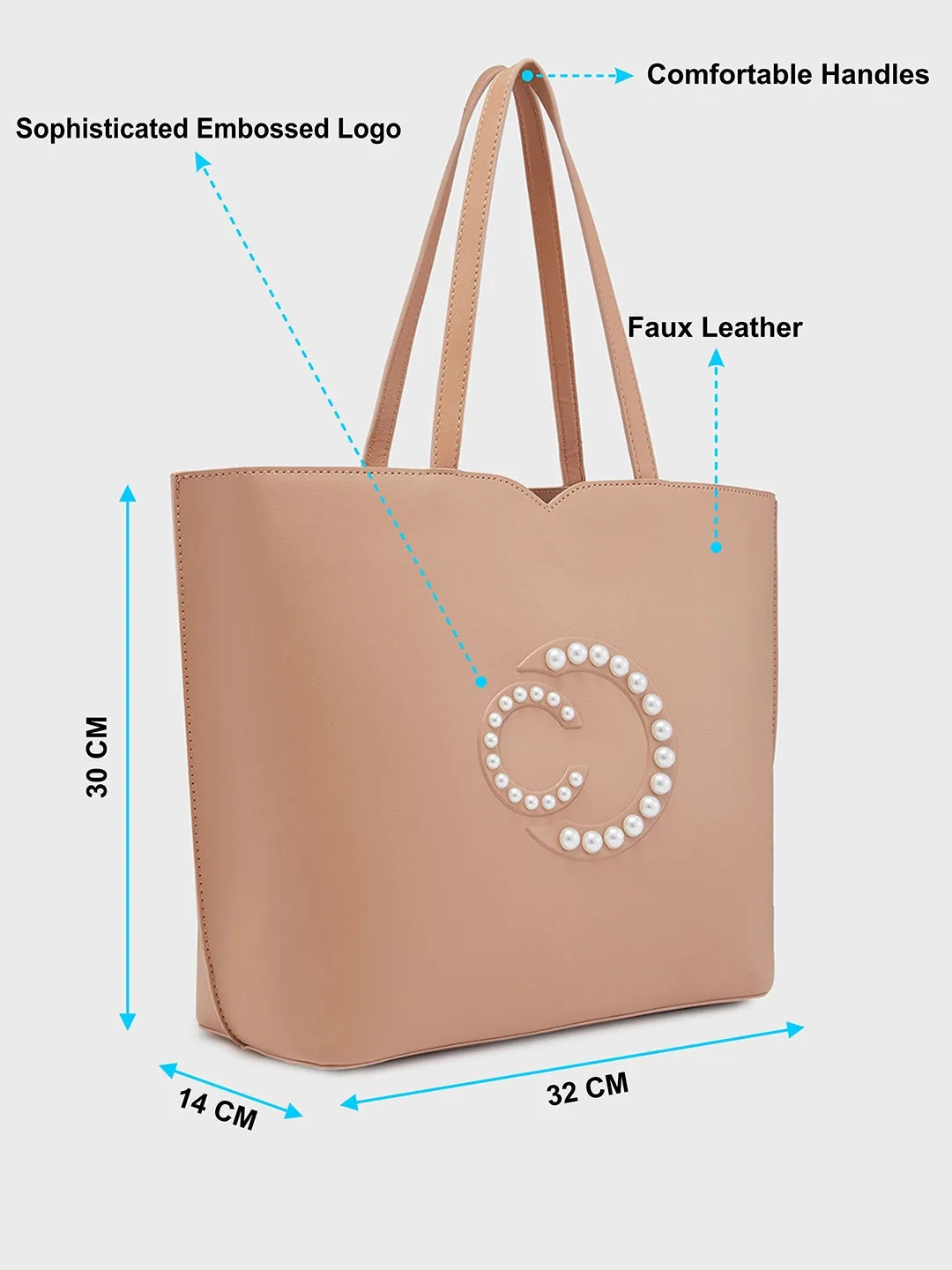 Caprese Pink Cloud Tote Medium Solid Women'S Office Handbag Black