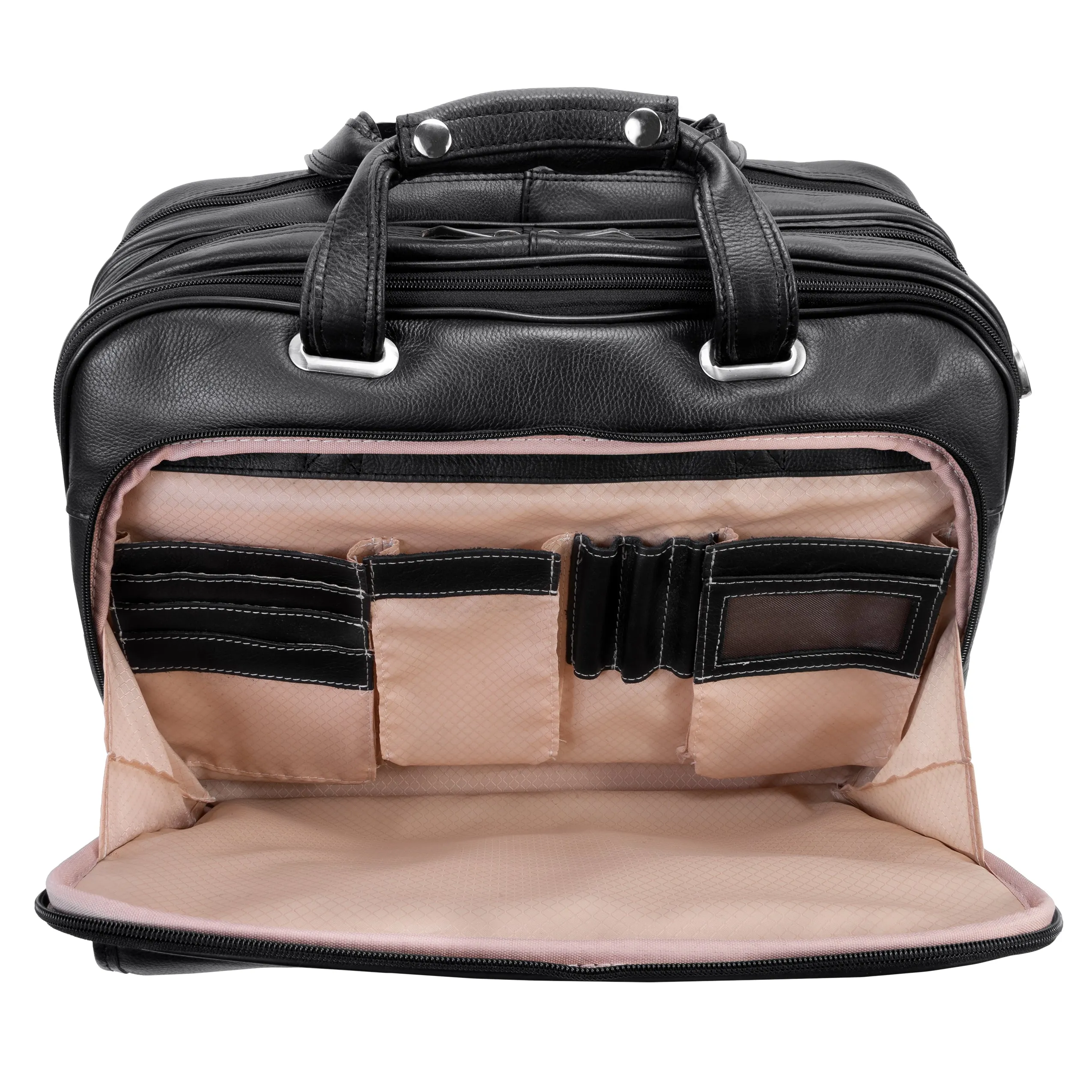CERESOLA | 15" Leather Expandable Detachable-Wheeled Laptop Briefcase