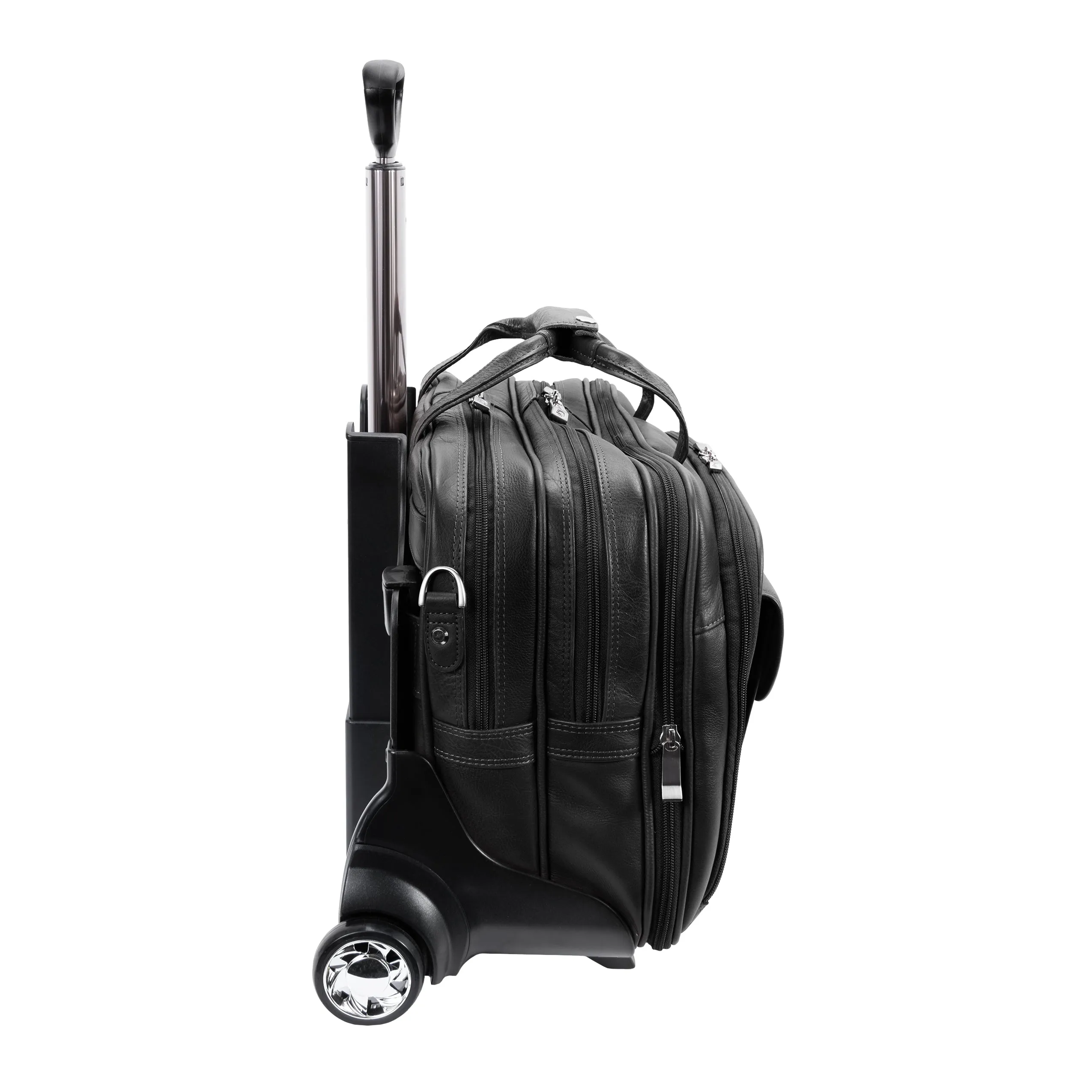 CERESOLA | 15" Leather Expandable Detachable-Wheeled Laptop Briefcase
