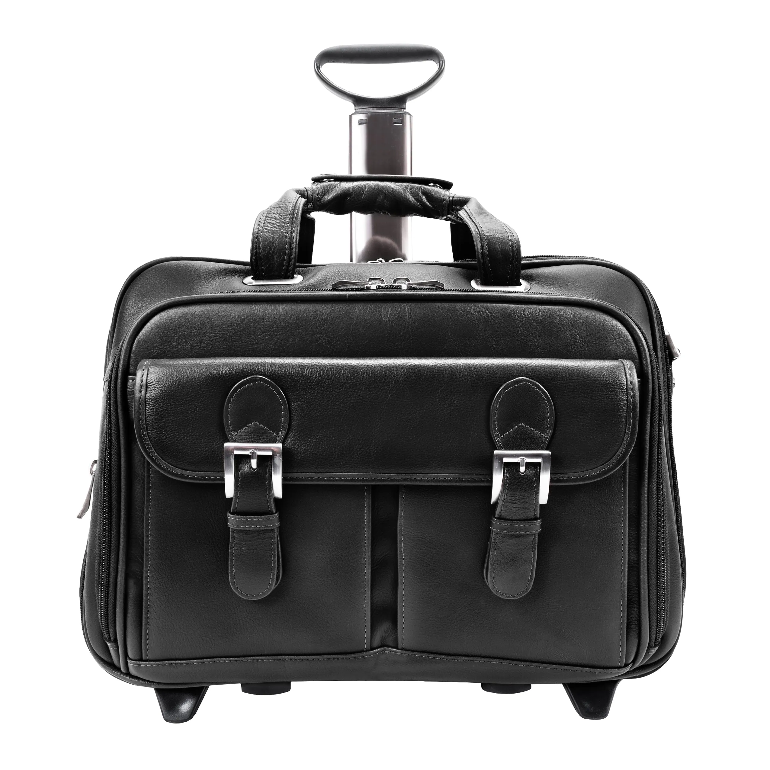 CERESOLA | 15" Leather Expandable Detachable-Wheeled Laptop Briefcase