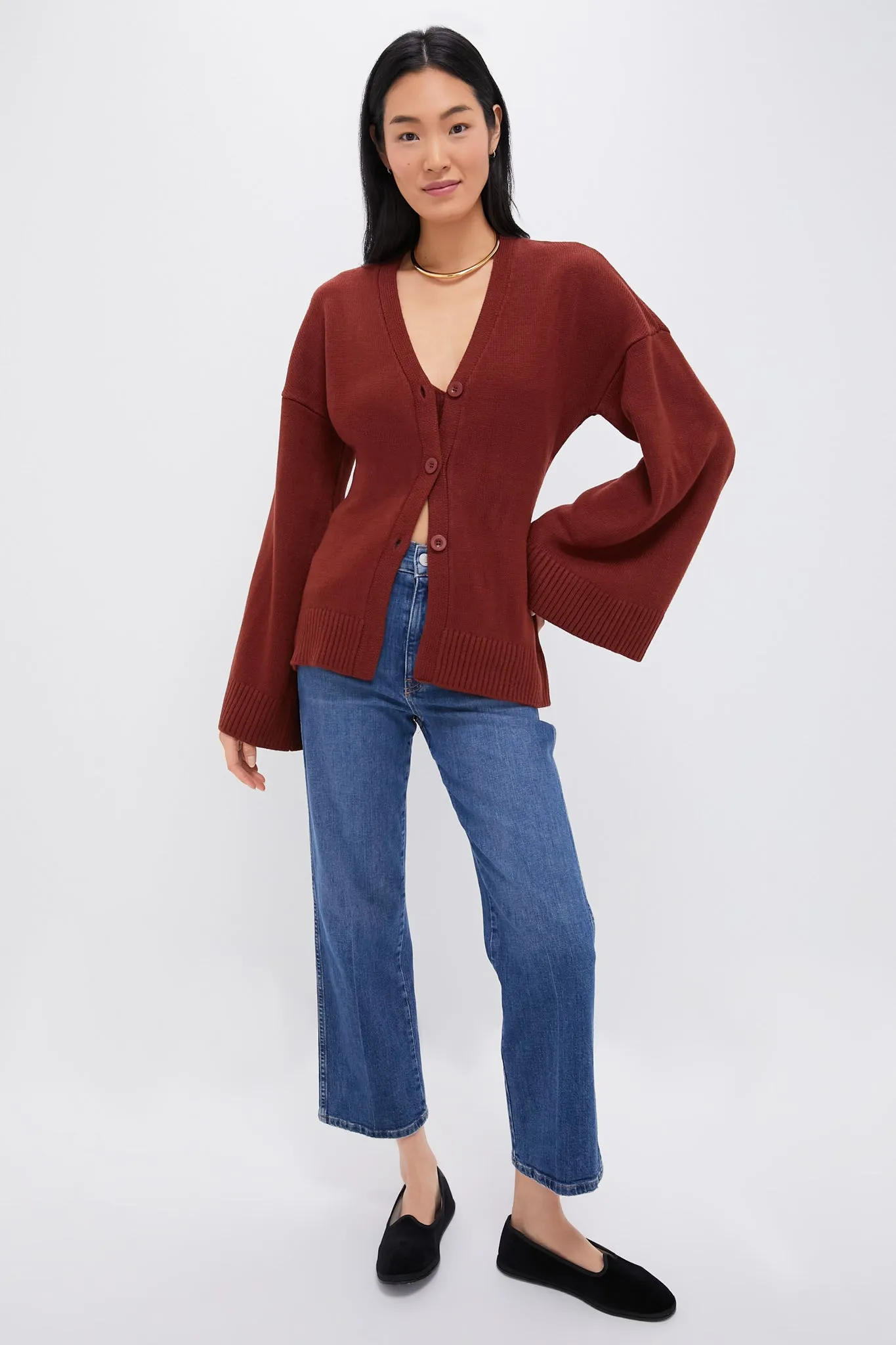 Chestnut Cinched Waist Cardigan