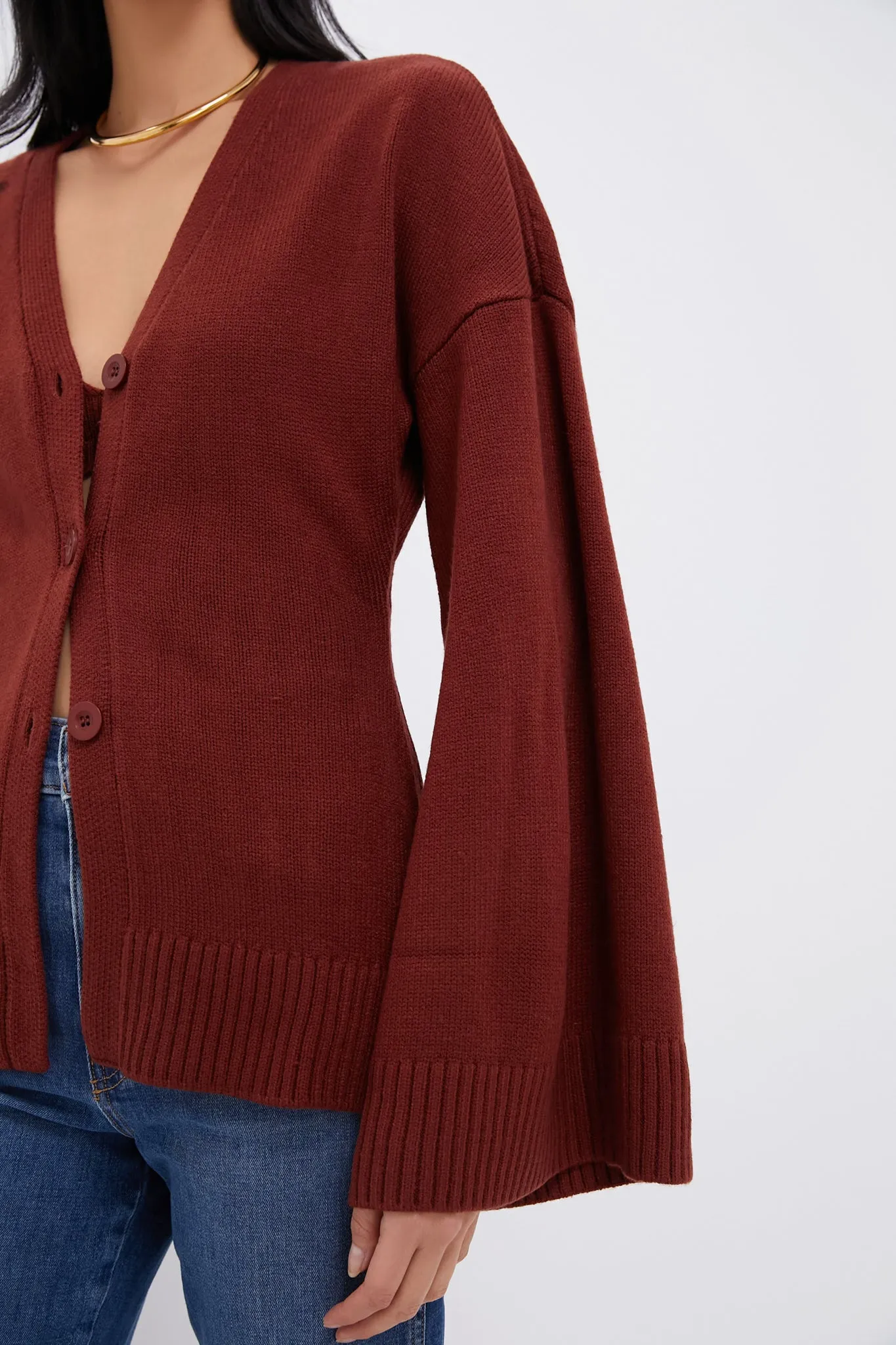 Chestnut Cinched Waist Cardigan
