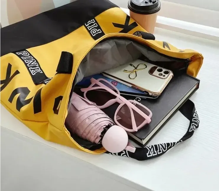 Classic PINK Shoulder Tote Bag with Lining & Zipper Closure in Many Colors.