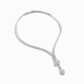 Cleo Full Diamond Drop Collar Channel Set Diamond Necklace