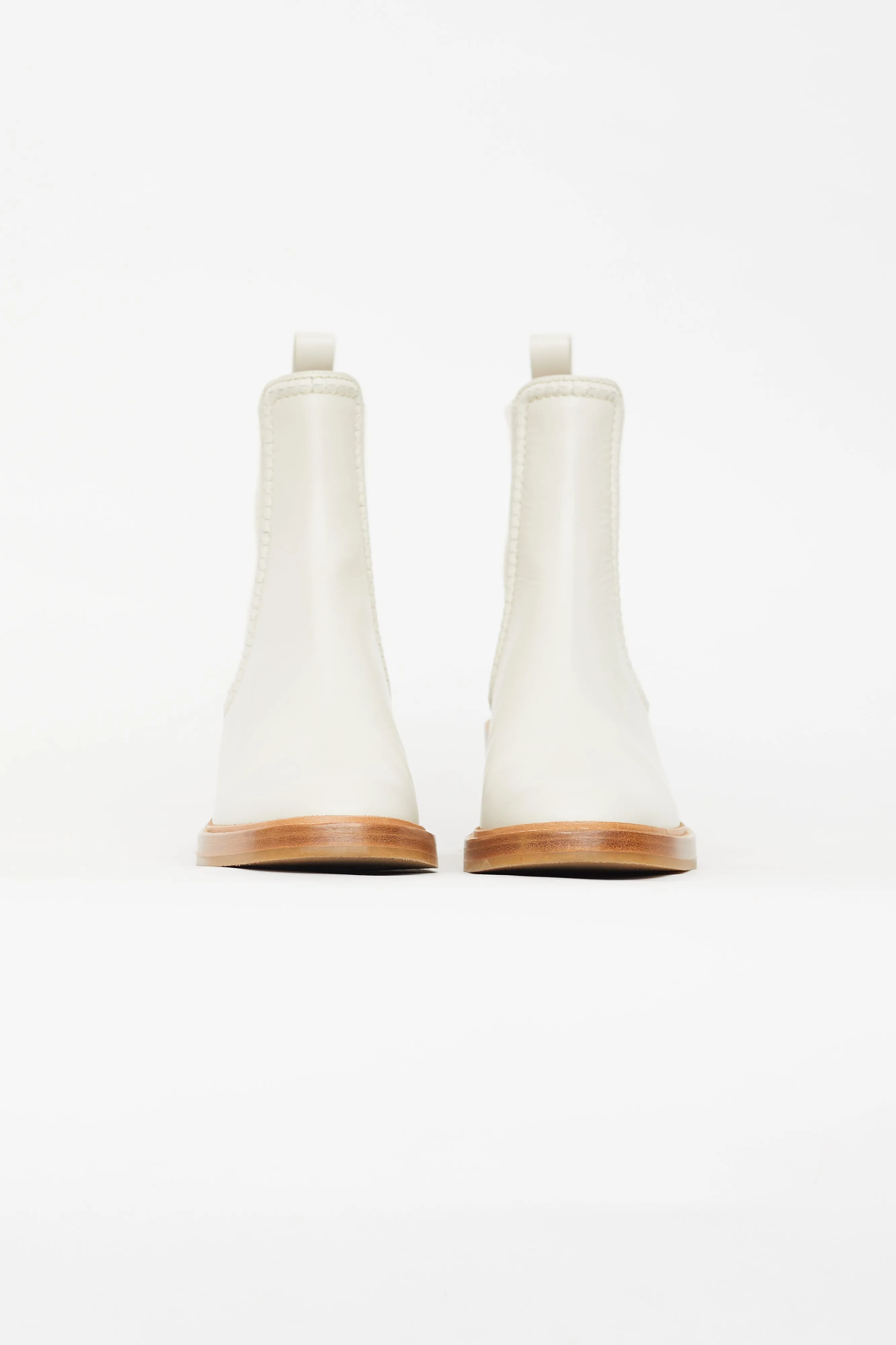 Cream Leather Evening Chelsea Boot