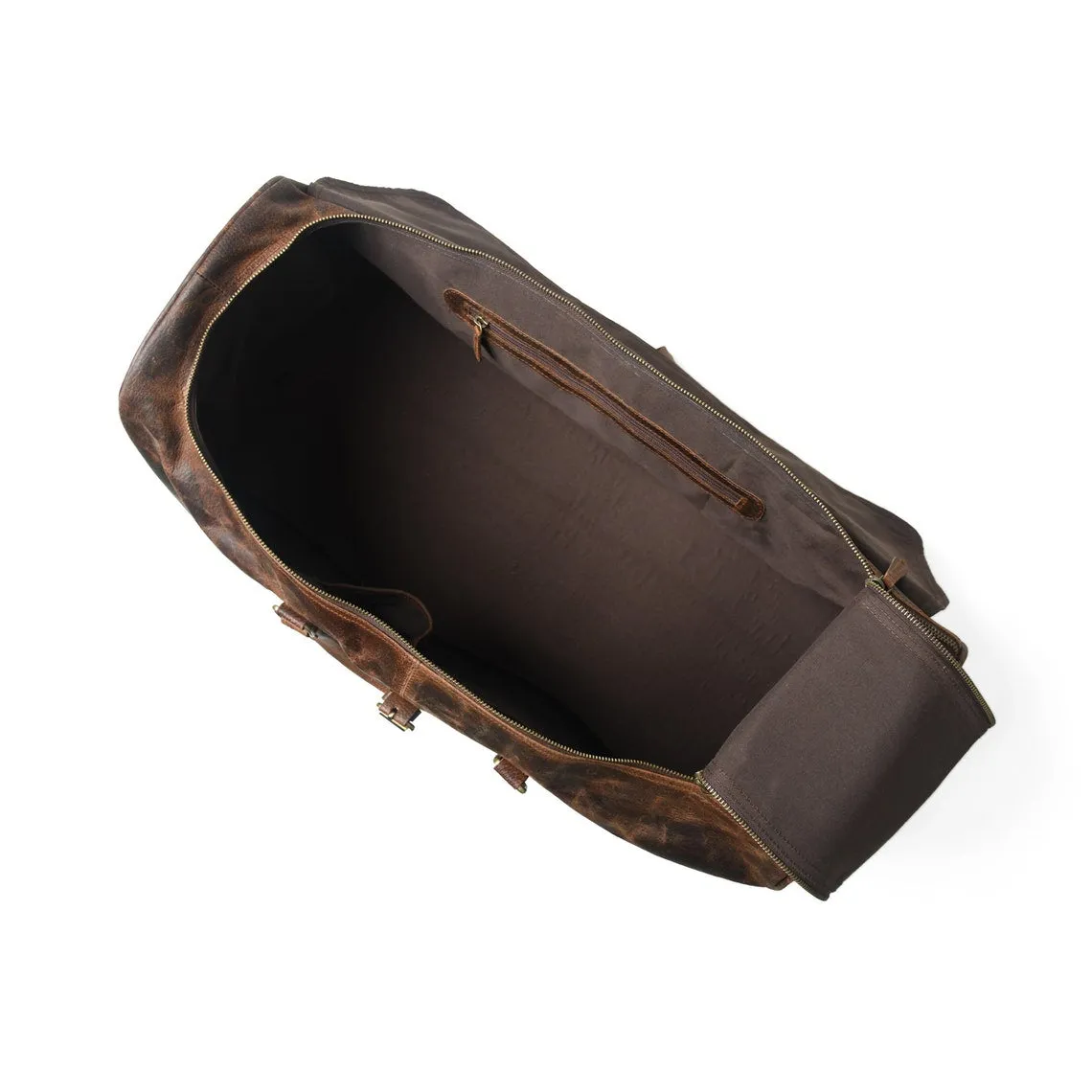 Dazzlo Handmade Leather Trolley Travel Duffel Bag - 24" - Classic Brown