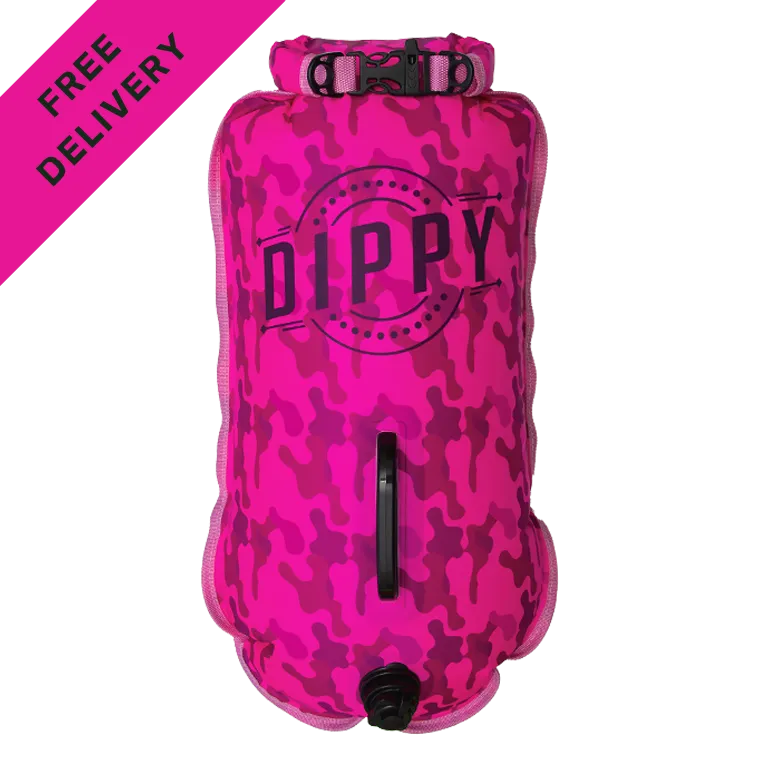 DIPPY 28 Litre Swim Dry Bag in Pink Camo