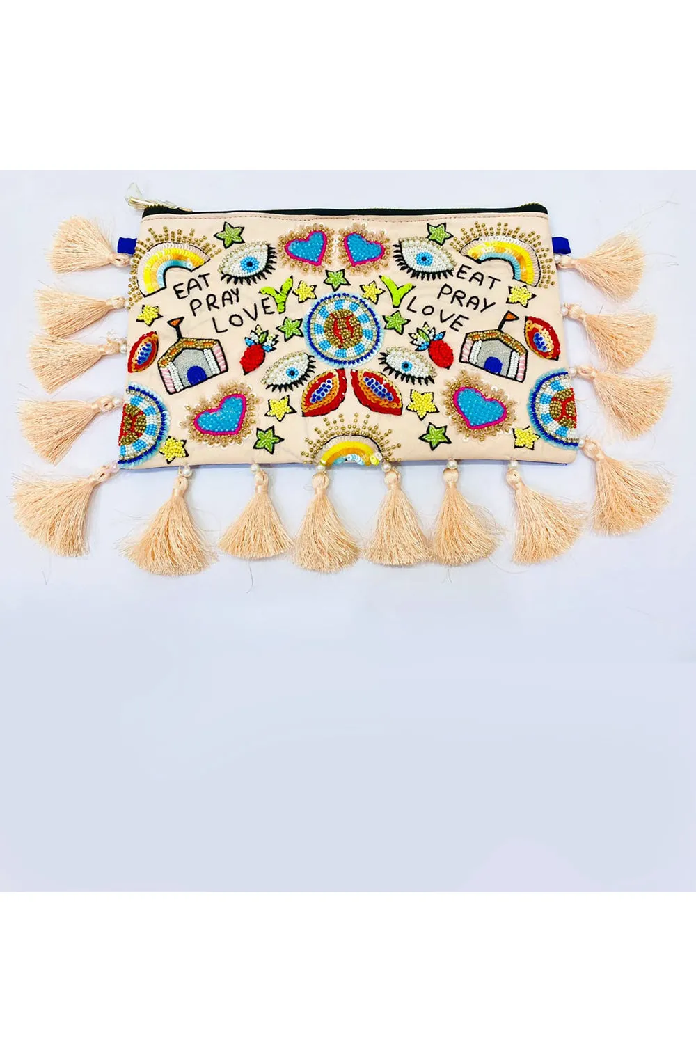 Eat Pray Love Beads Embroidered Sling Bag With Hairband