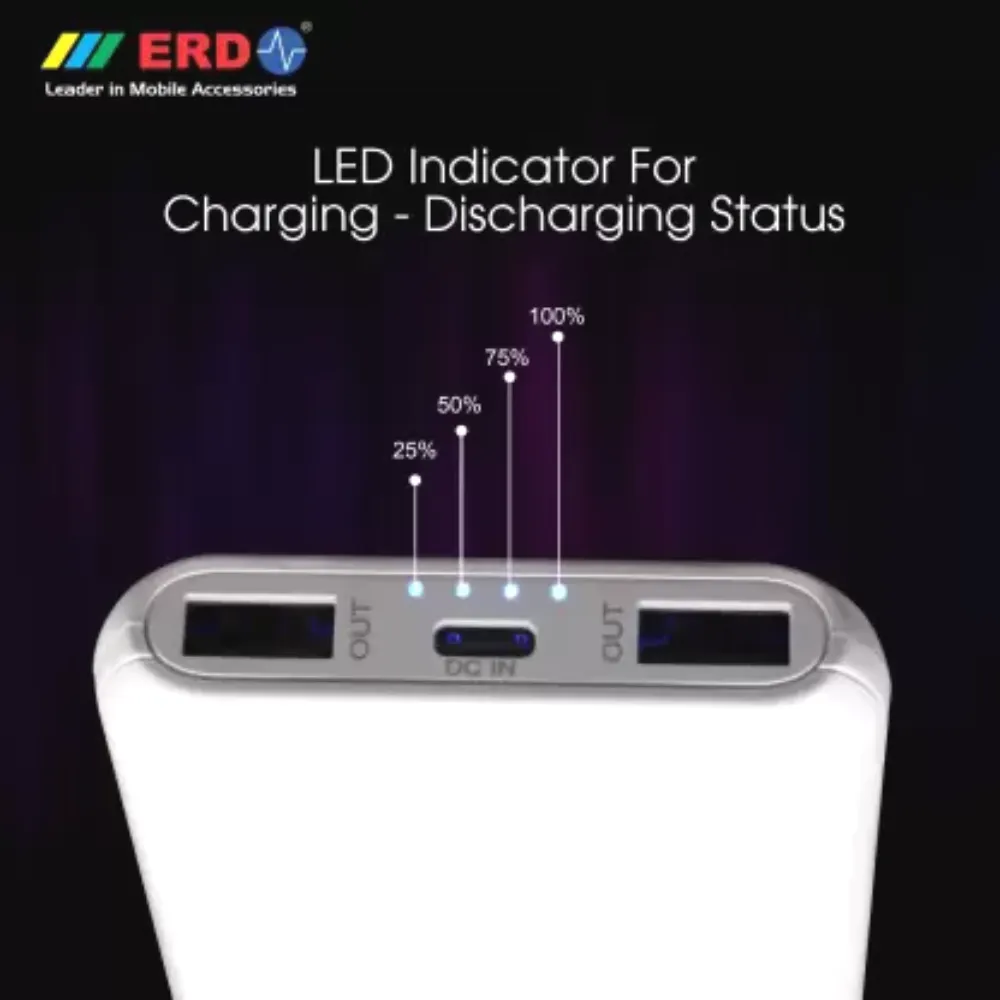 ERD Power Bank (10000 mAh) Fast Charging Twin Port Micro USB Type C Port