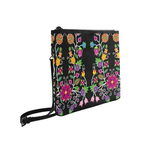 Floral Beadwork Slim Clutch Bag