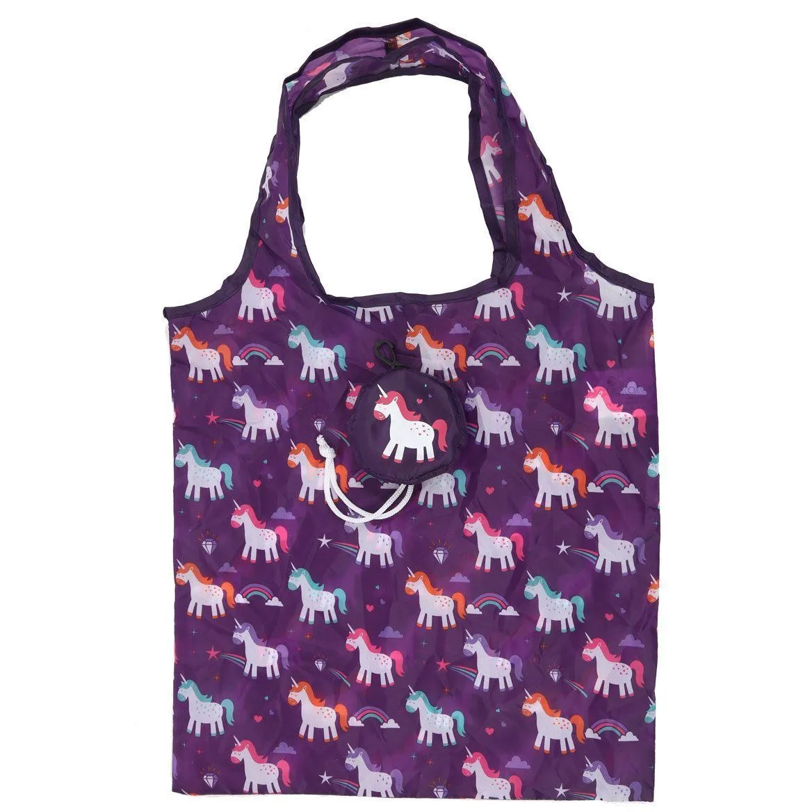 Foldable Reusable Eco Friendly Shopping Bag - Rainbow Unicorn