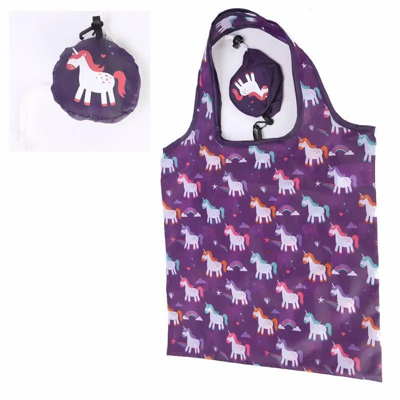 Foldable Reusable Eco Friendly Shopping Bag - Rainbow Unicorn