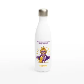 Friendship Princess White 17oz Stainless Steel Water Bottle   Personalised Name