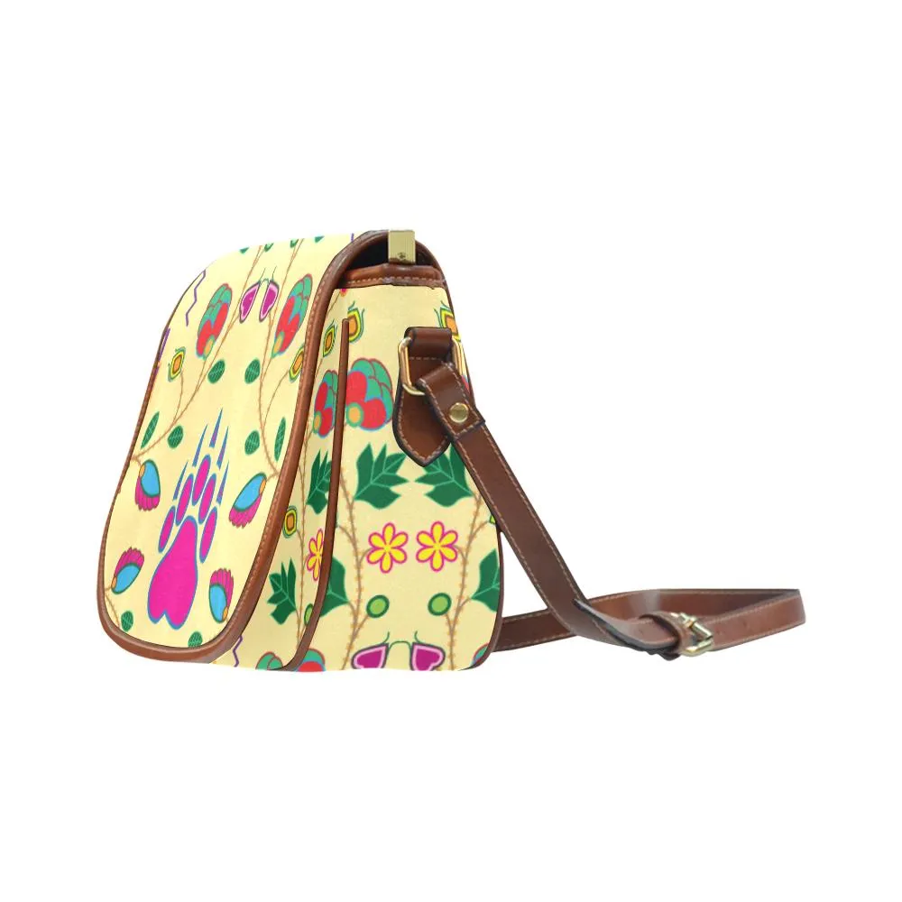 Geometric Floral Fall - Vanilla Saddle Bag/Small