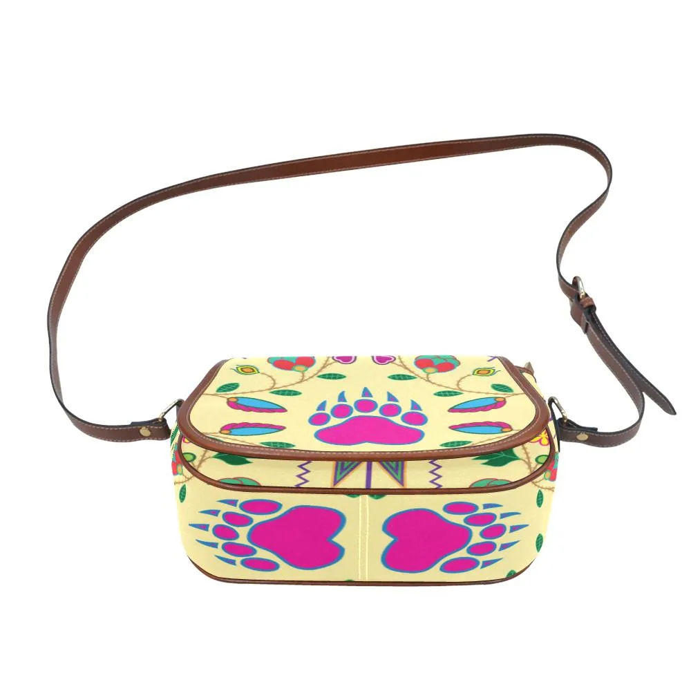 Geometric Floral Fall - Vanilla Saddle Bag/Small