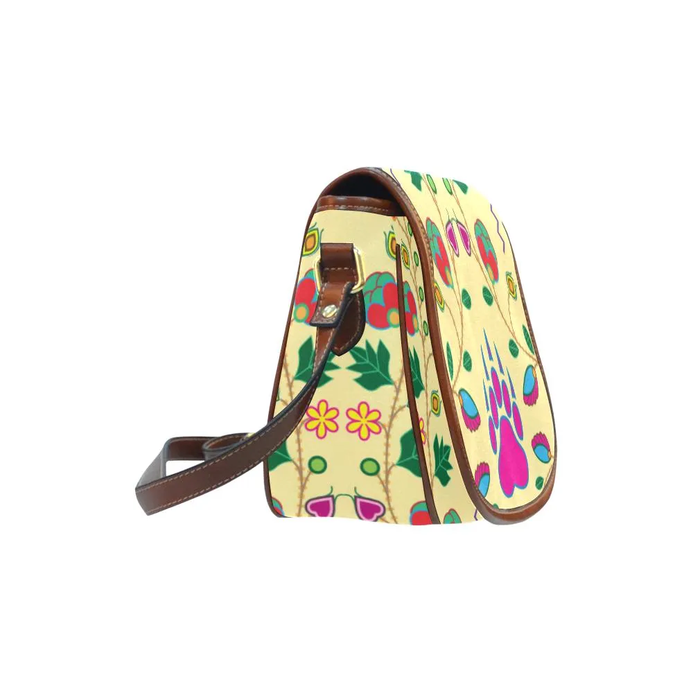 Geometric Floral Fall - Vanilla Saddle Bag/Small