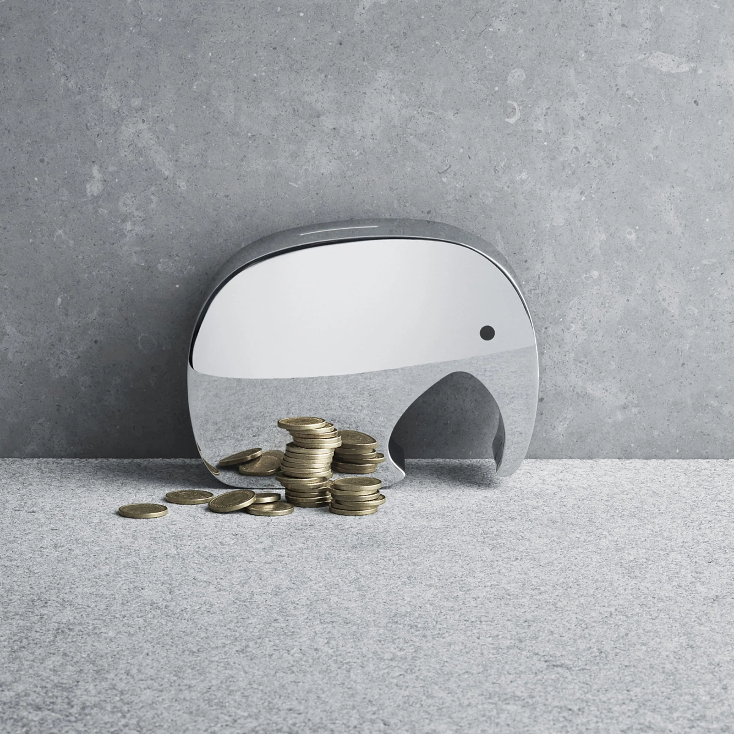 Georg Jensen Mirror polished Stainless Steel Elephant Money Bank