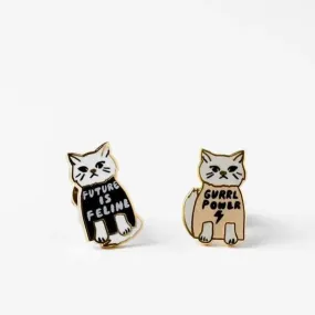Girl Power Cat Earring Set