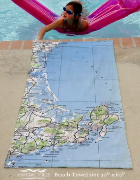 Gloucester, Cape Ann, MA vintage Topo Map Quick Dry Towel