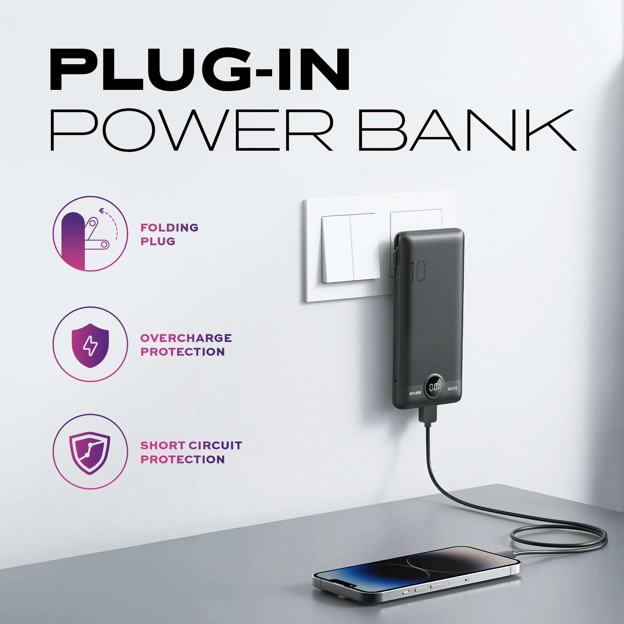 GoHub™ Black | Universal Power Bank