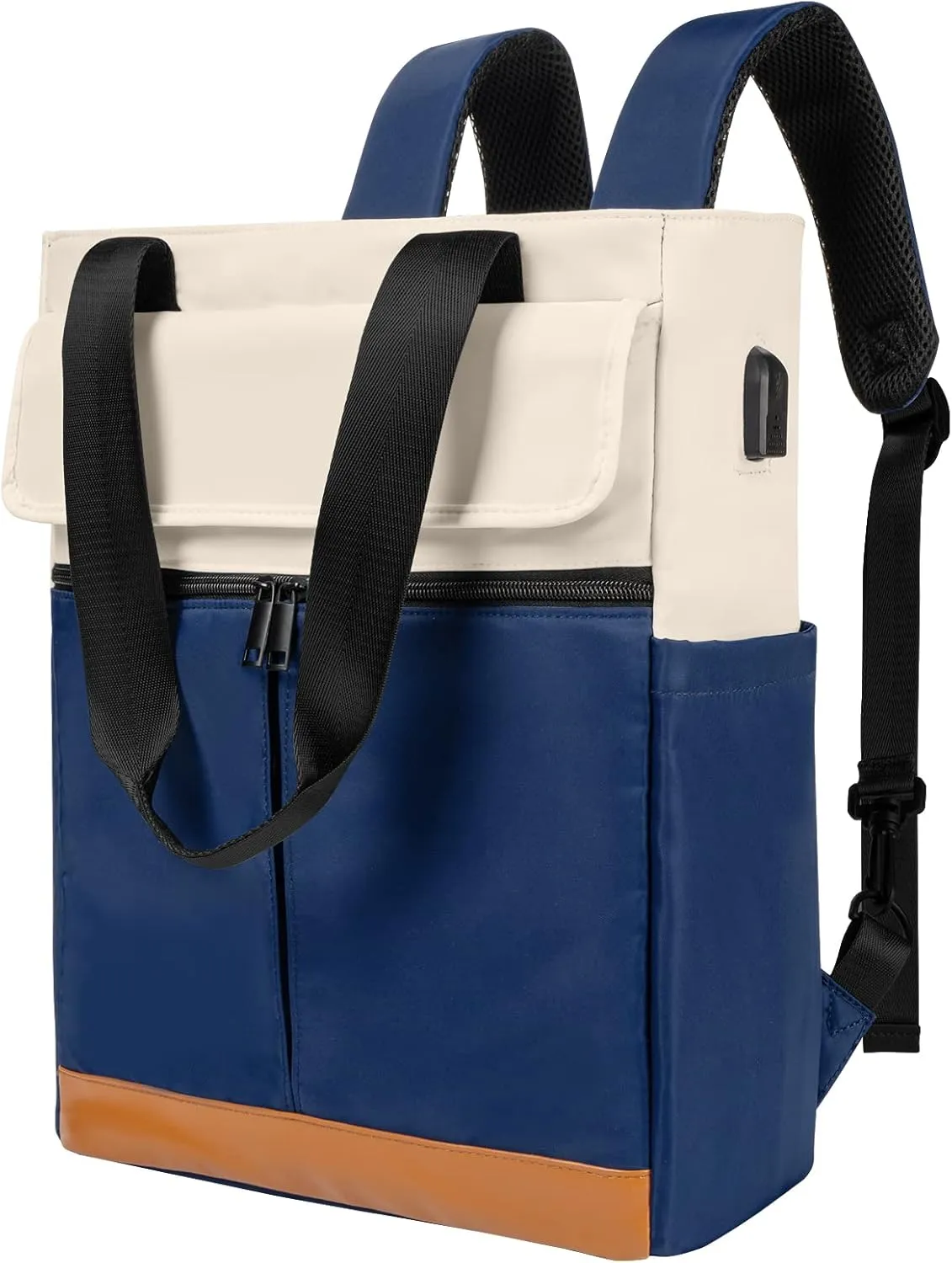 Grey Color Block Convertible Daypack Laptop Backpack