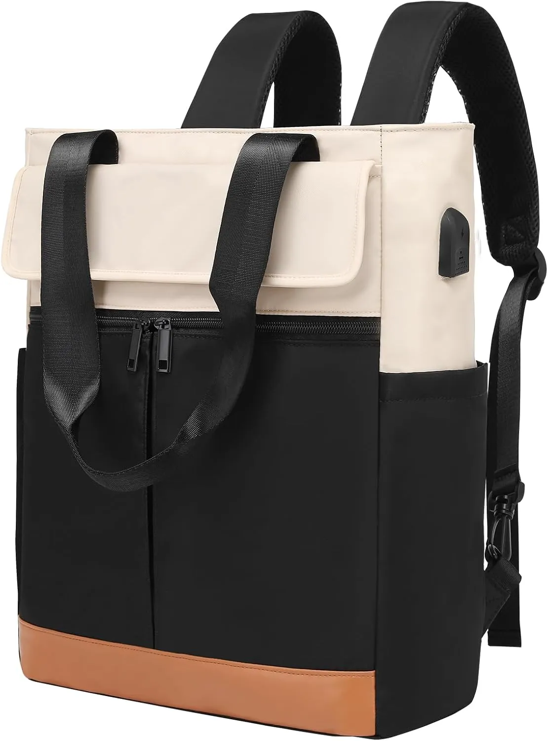 Grey Color Block Convertible Daypack Laptop Backpack