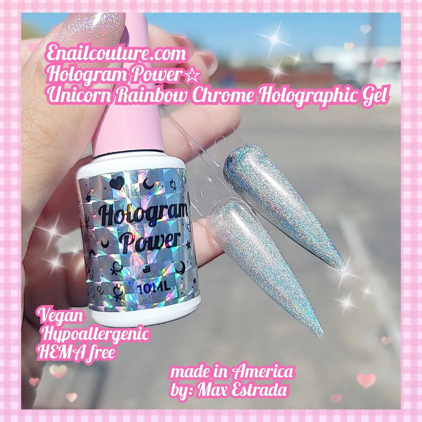 hologram power gel! ( Gel Polish Glitter Reflective Sparkly Metallic Gel Nail Polish Kit Soak Off UV/LED Required Diamond Laser Effect Nail Gel Manicure Salon )