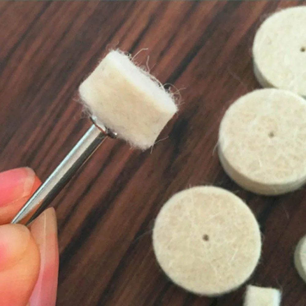 Katzco 0.5 Inch Wool Felt Buffing and Polishing Wheel Set - 10 Piece Kit Half Inch Mandrel