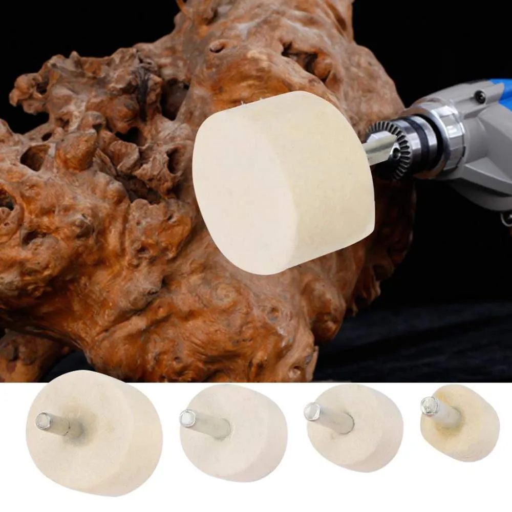 Katzco 0.5 Inch Wool Felt Buffing and Polishing Wheel Set - 10 Piece Kit Half Inch Mandrel