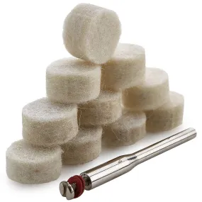Katzco 0.5 Inch Wool Felt Buffing and Polishing Wheel Set - 10 Piece Kit Half Inch Mandrel
