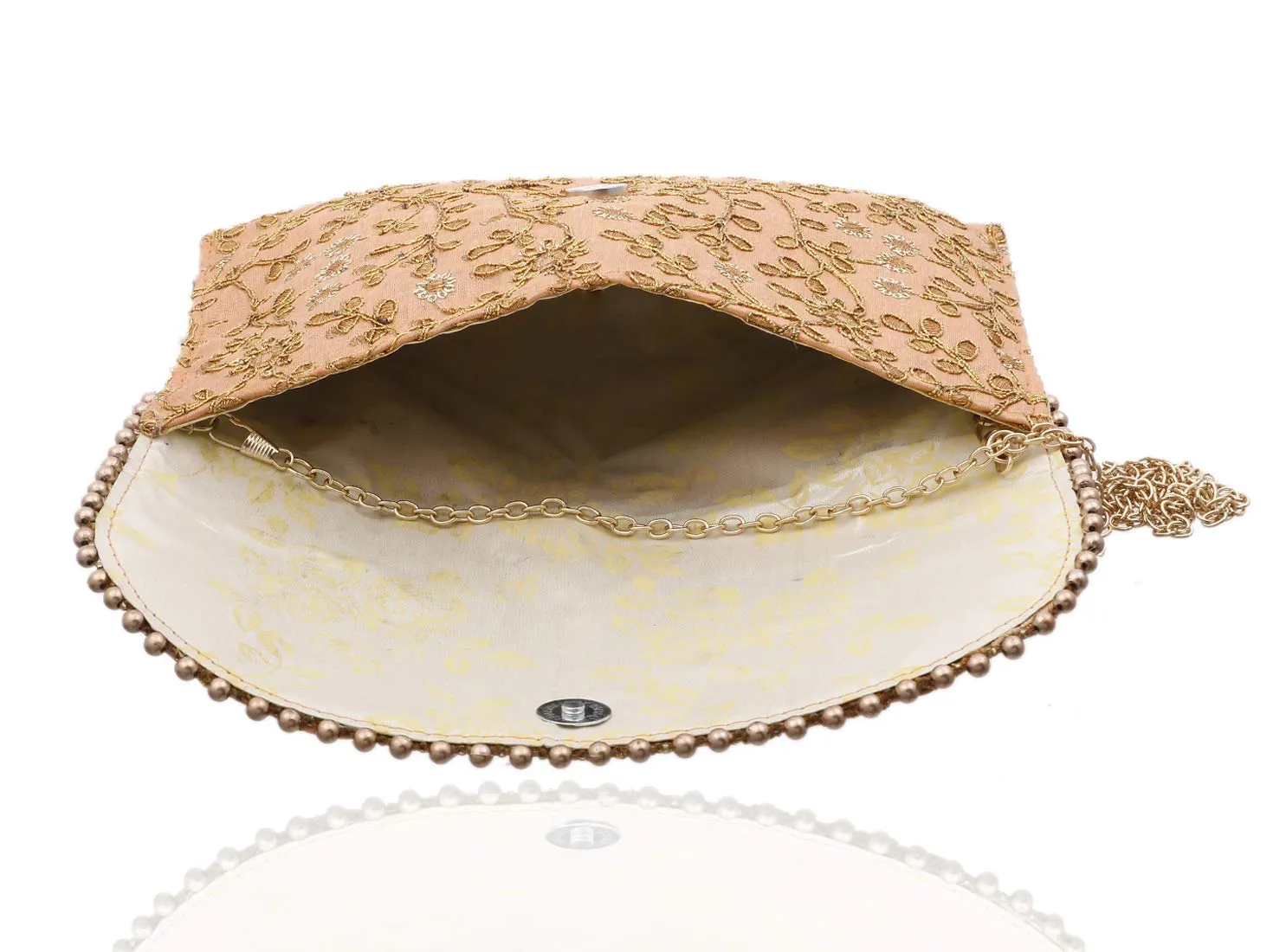 Kuber Industries Women's Handcrafted Embroidered Clutch/Purse (CTKTC034518, Peach)