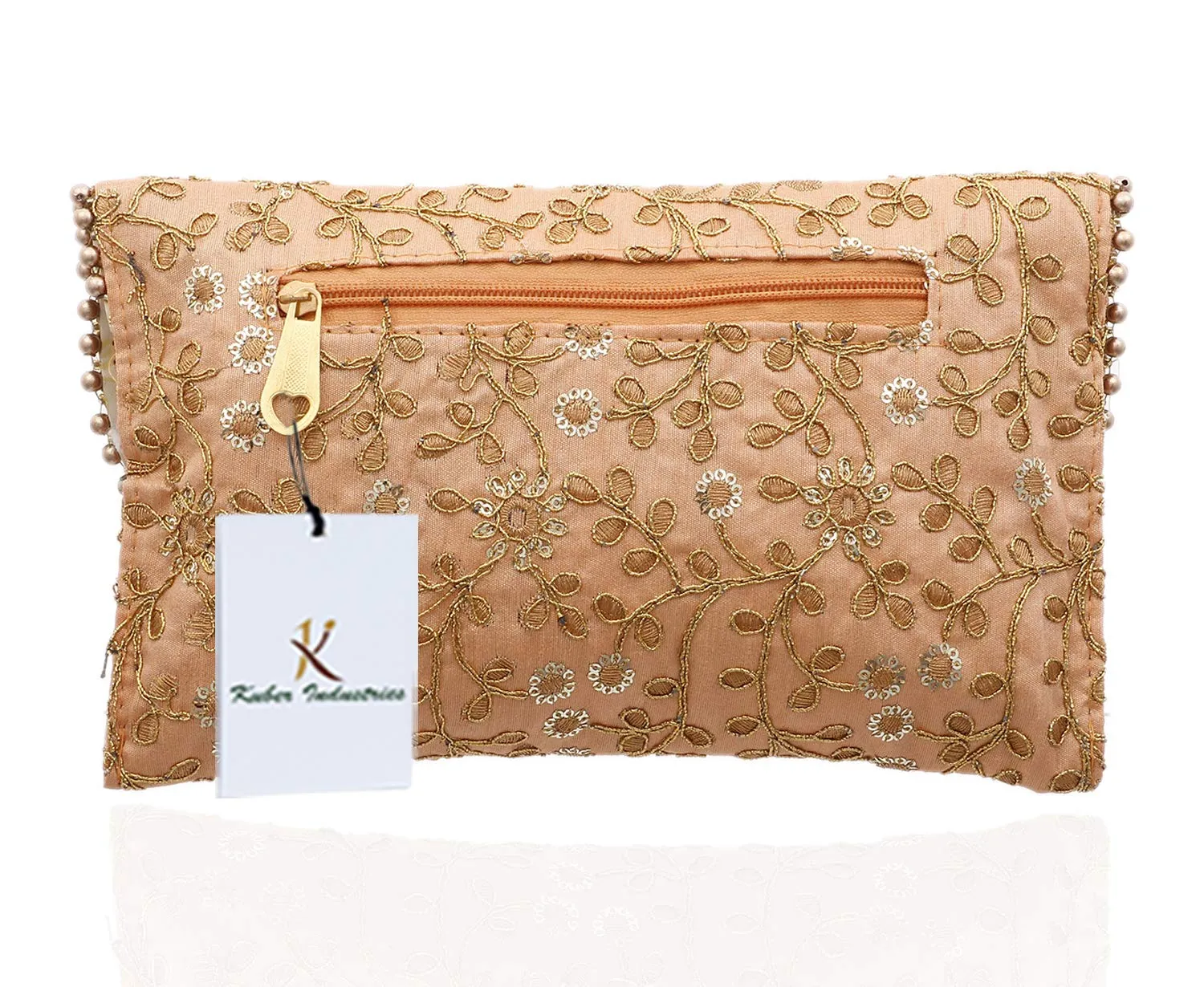 Kuber Industries Women's Handcrafted Embroidered Clutch/Purse (CTKTC034518, Peach)