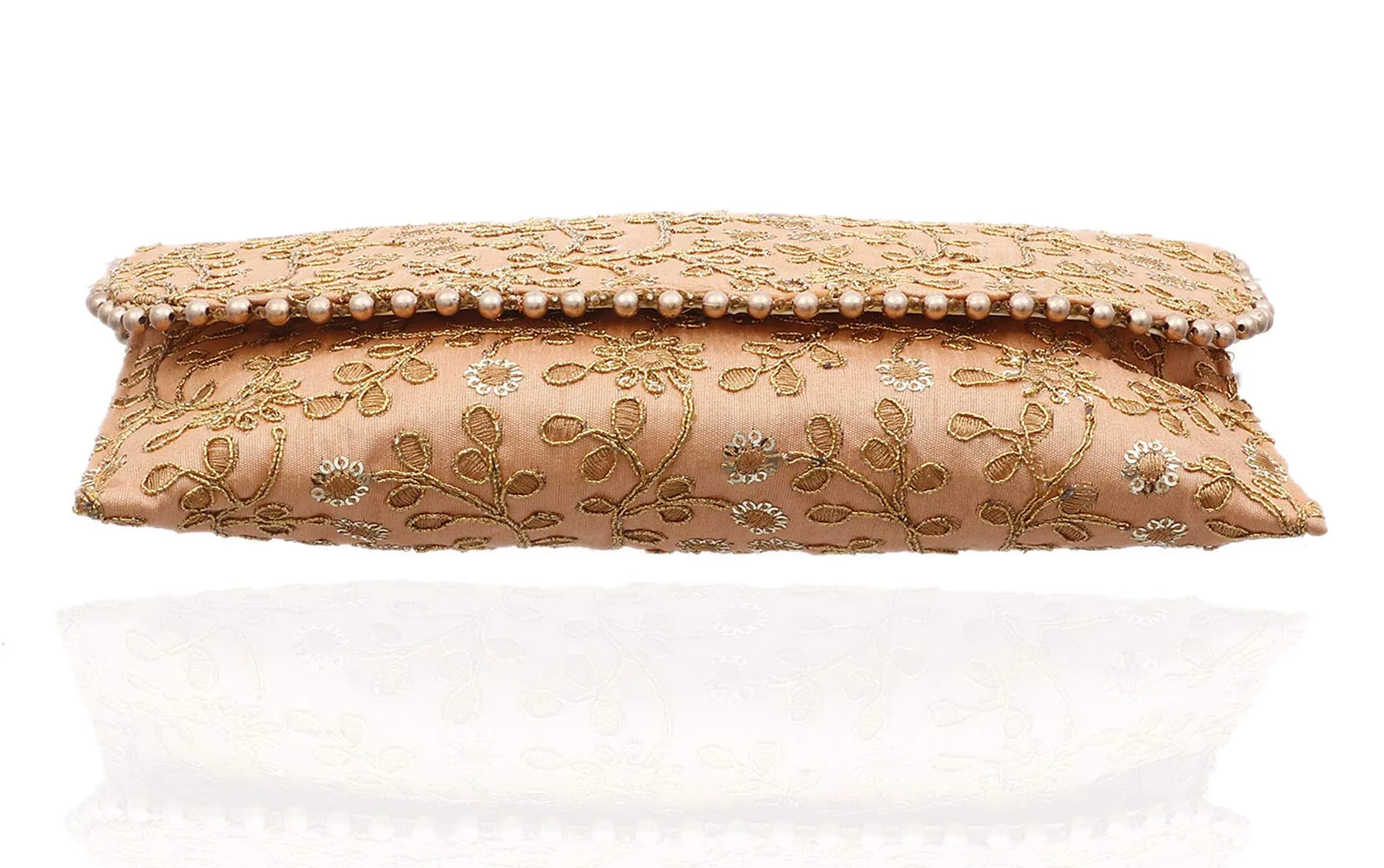 Kuber Industries Women's Handcrafted Embroidered Clutch/Purse (CTKTC034518, Peach)