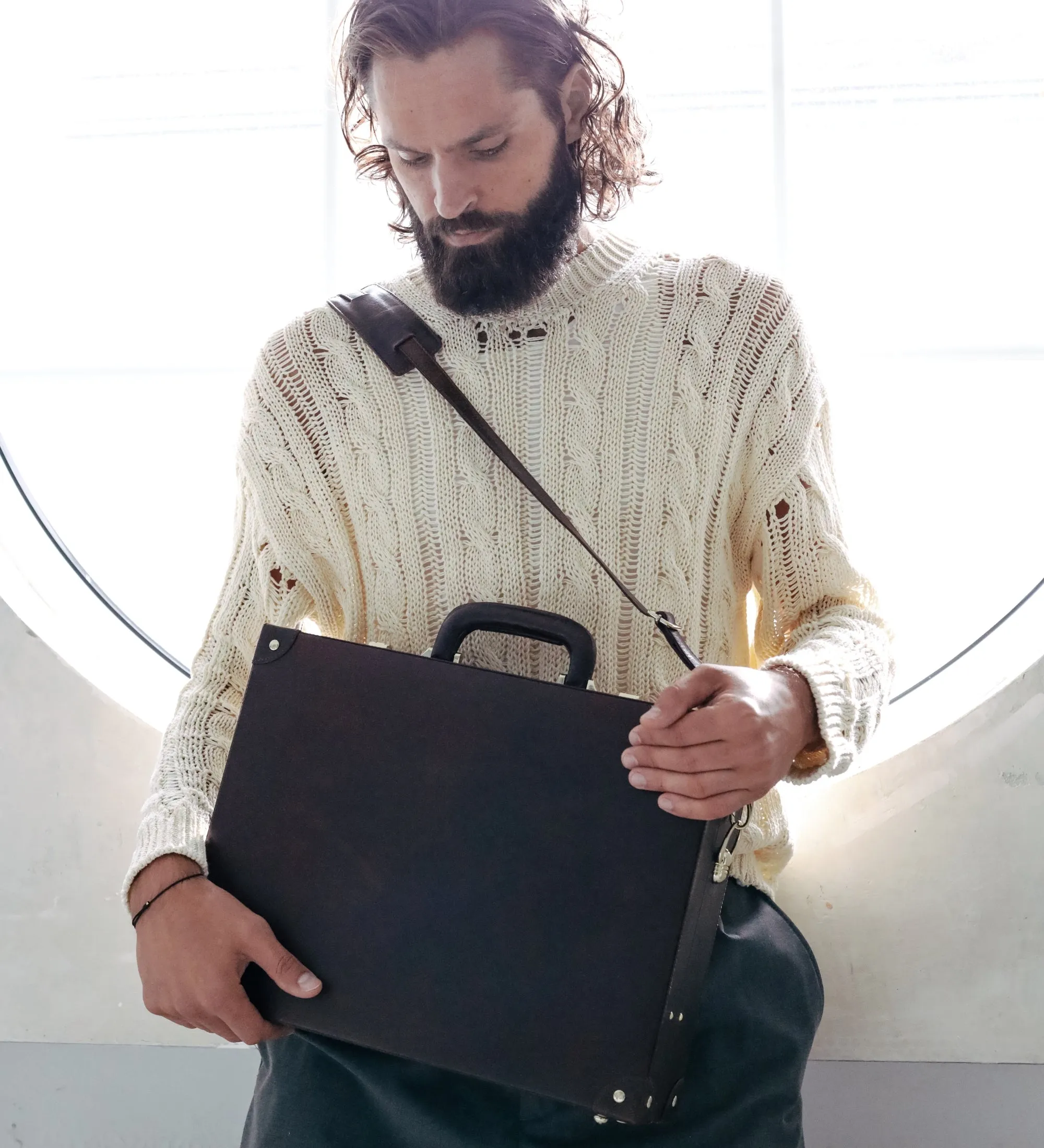 Large Leather Attache Case Briefcase - Parade's End