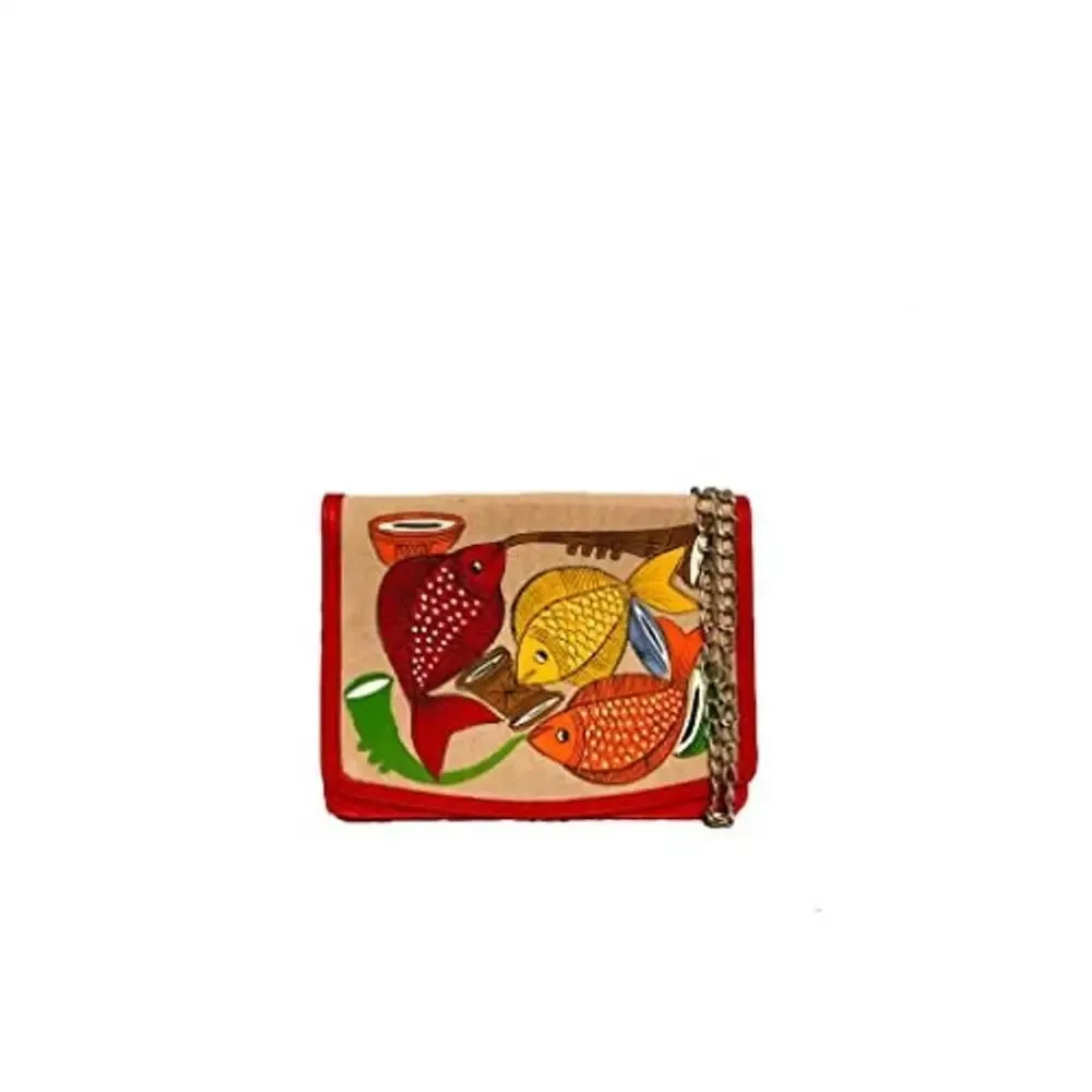 Love leather Women's Hand Painted Evening Bag With String