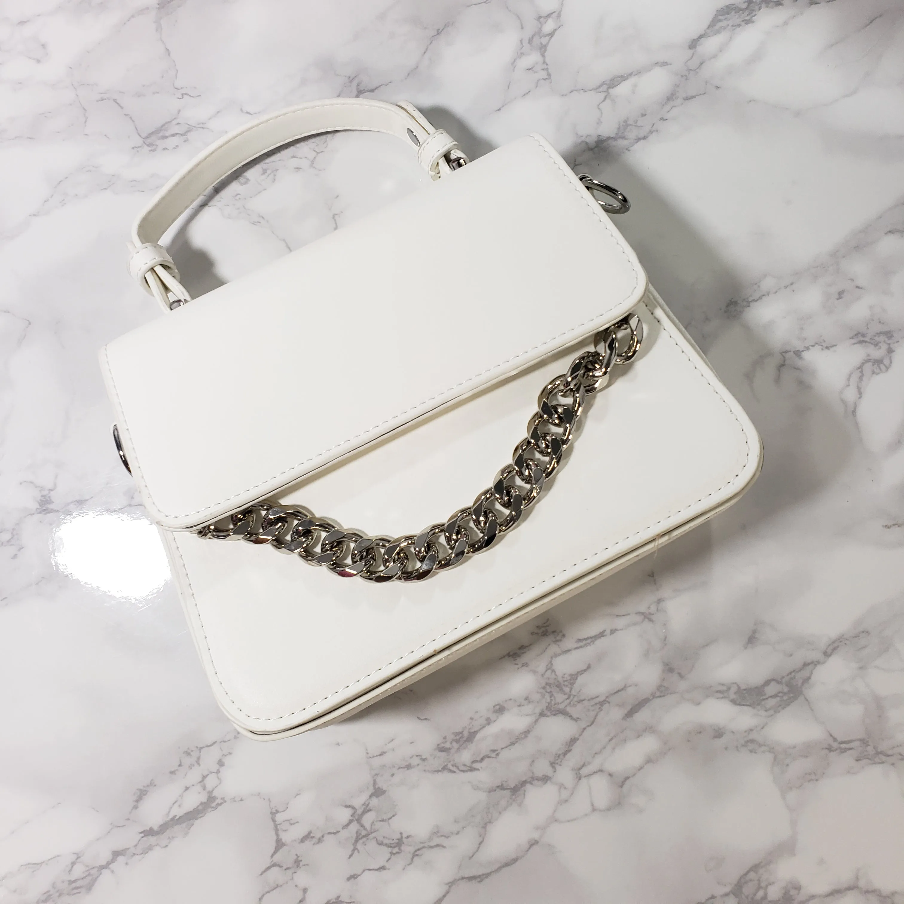 Maya~Mini White & Silver Clutch
