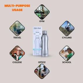 Nanobot Water Bottle - 1 Ltr | Whizz Colour Water Bottle/ 10.5 x 3 Inches/ Stainless Steel Water Container for Home